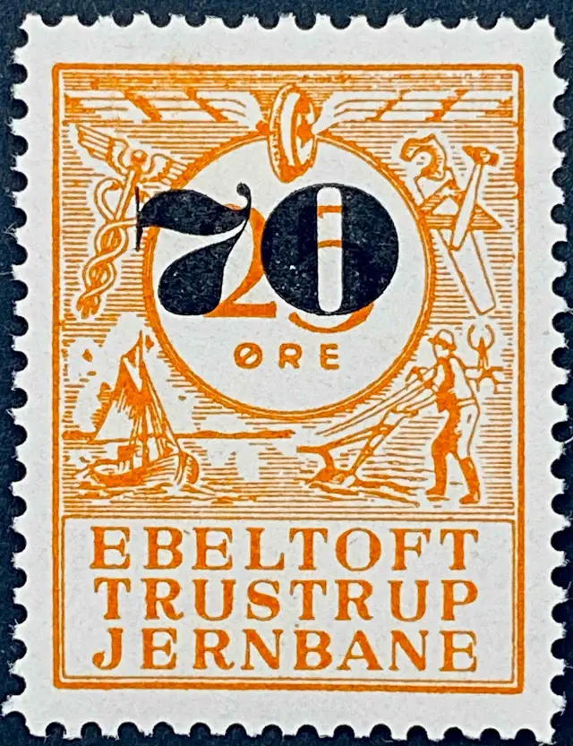 ETJ 31A - Provisorium (overtryk) 70 Øre sort bogtryk på 25 Øre - Orange.