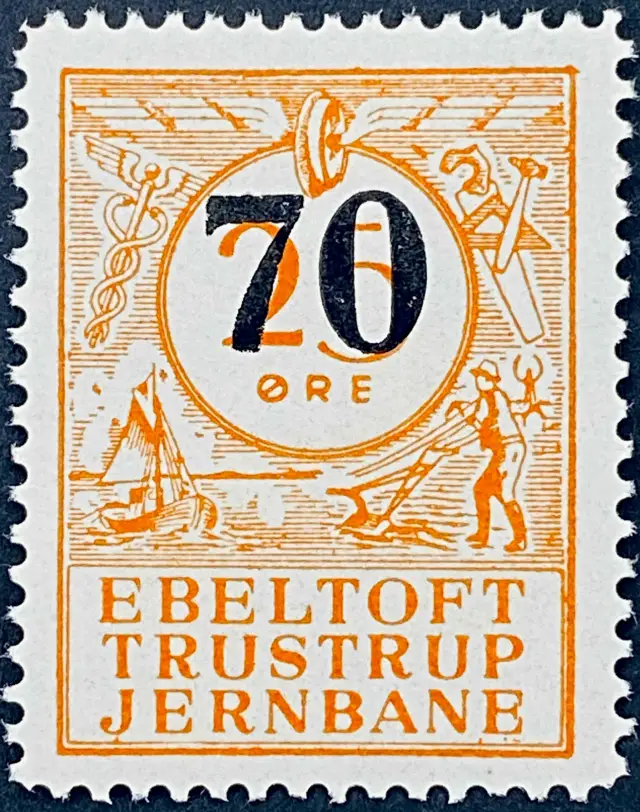 ETJ 31C - Provisorium (overtryk) 70 Øre sort bogtryk på 25 Øre - Orange.