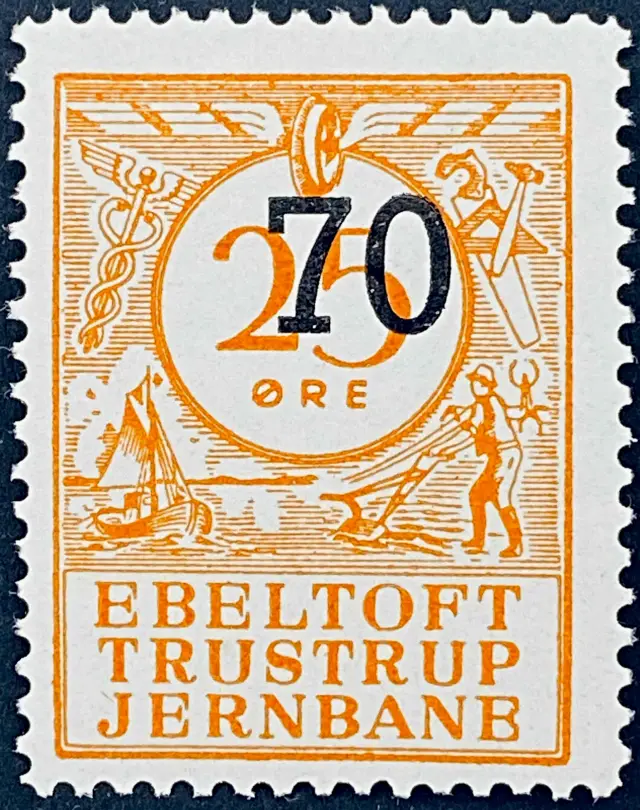 ETJ 31D - Provisorium (overtryk) 70 Øre sort bogtryk på 25 Øre - Orange.