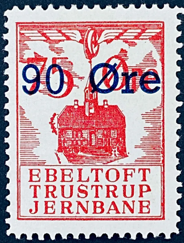 ETJ 26B - Provisorium (overtryk) 90 Øre sort bogtryk på 75 Øre - Rød.