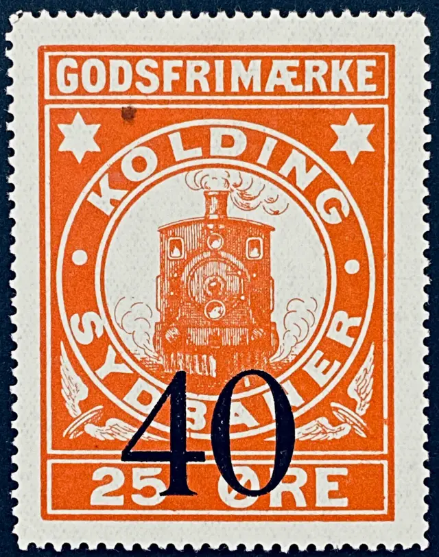 KS 15C - Provisorium (overtryk) 40 Øre sort bogtryk på 25 Øre - Rød.