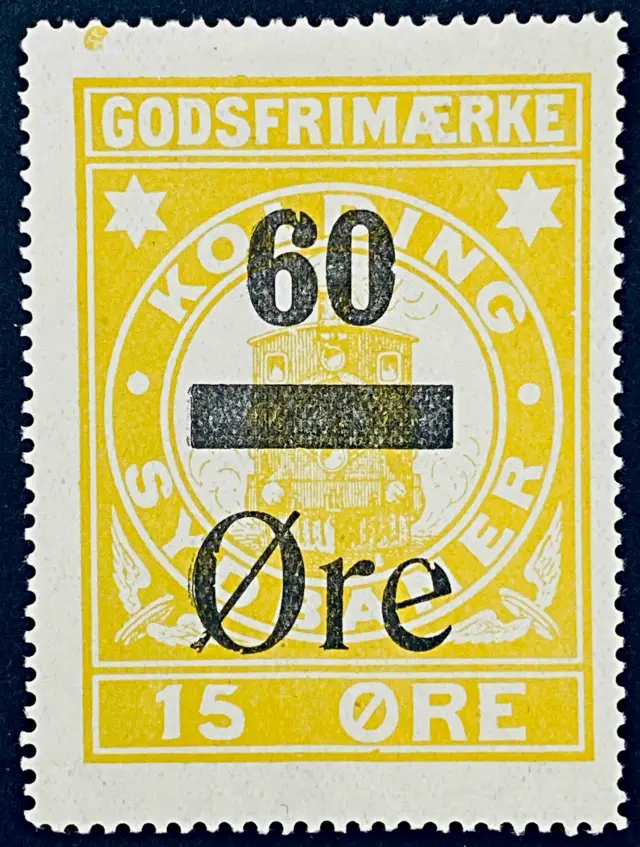 KS 17A - Provisorium (overtryk) 60 Øre sort bogtryk på 15 Øre - Gul.
