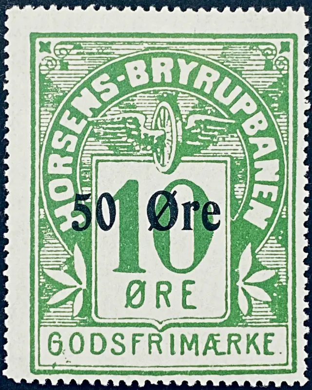 HBJ 16 - Provisorium (overtryk) 50 Øre sort bogtryk på 10 Øre - Grøn nuance.