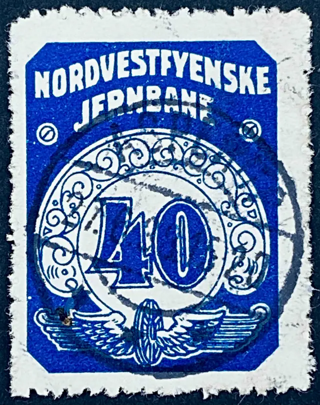 OMB 13A - 40 Øre - Blå - stemplet på Asperup Station (Asp).