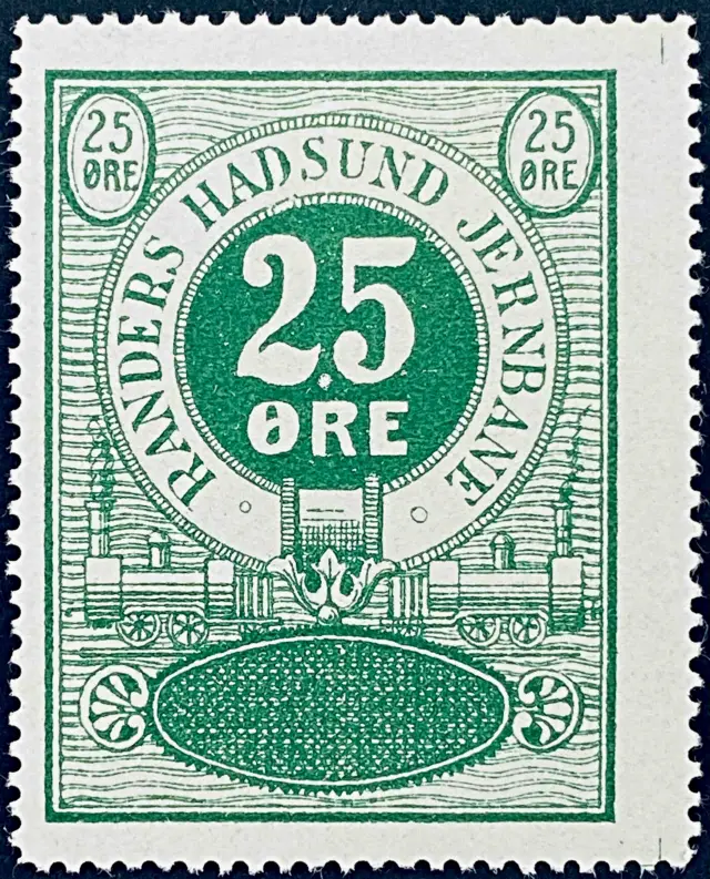 RHJ 35 - 25 Øre med (Svejet fod på 2 tallet) - Grøn.