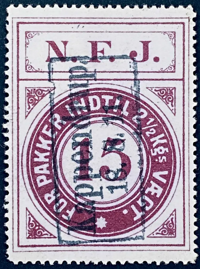 NFJ 6 - 15 Øre - Violet nuance - stemplet på Kappendrup Station.