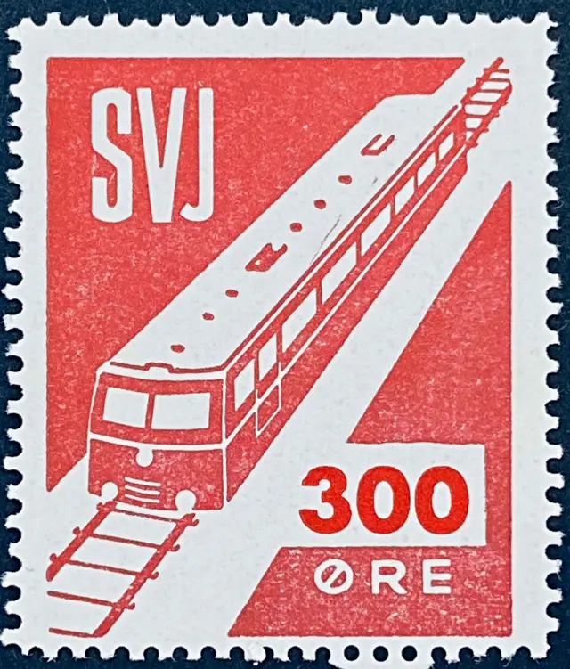 SVJ 34 - 300 Øre Motiv: Skinnebus - Rød.