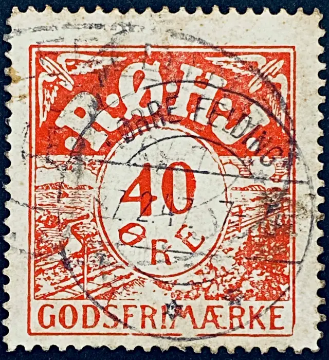 RØHJ 26 - 40 Øre - Rød nuance - stemplet på Nørre Felding Station.
