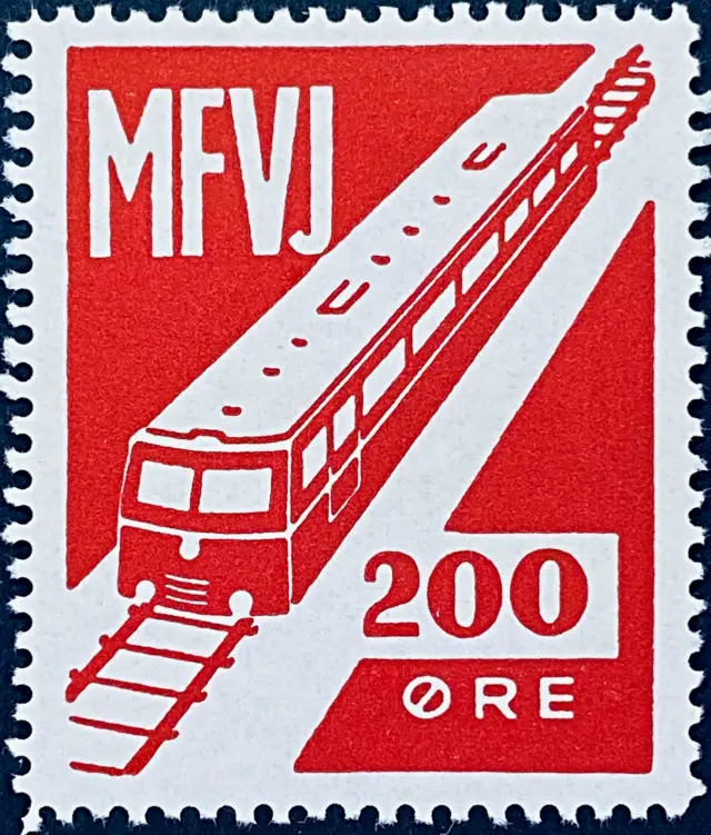 MFVJ 30 - 200 Øre Motiv: Skinnebus - Rød.