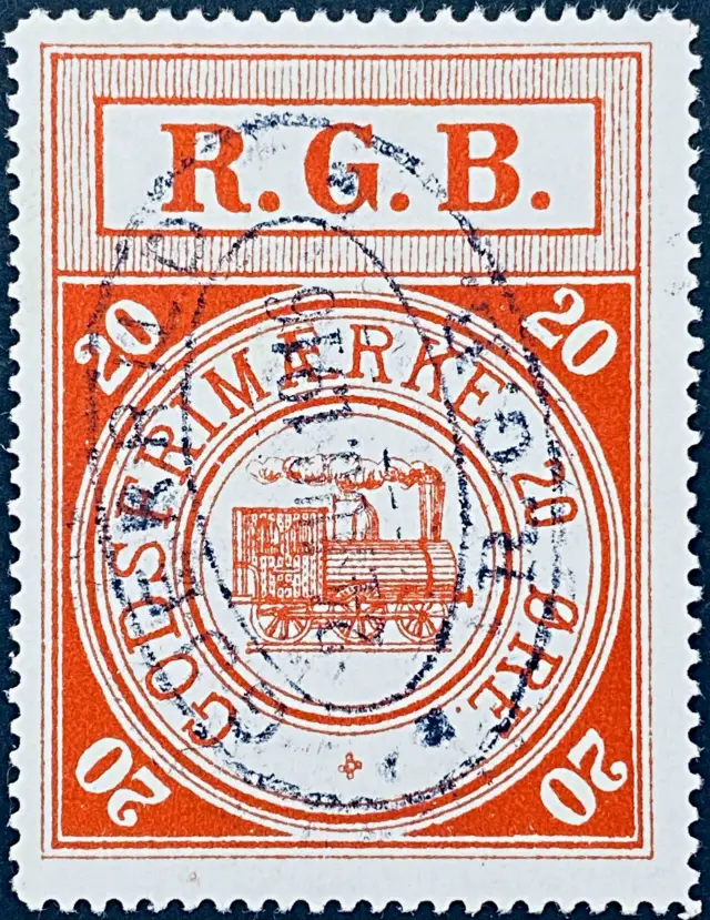 RGB 2 - 20 Øre - Rød - stemplet på Gjerrild Station.