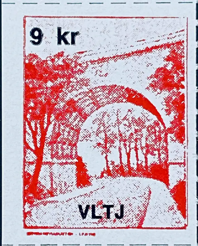 VLTJ 86B - 9 Kroner Motiv: Jernbaneviadukt i Lemvig - Rød.