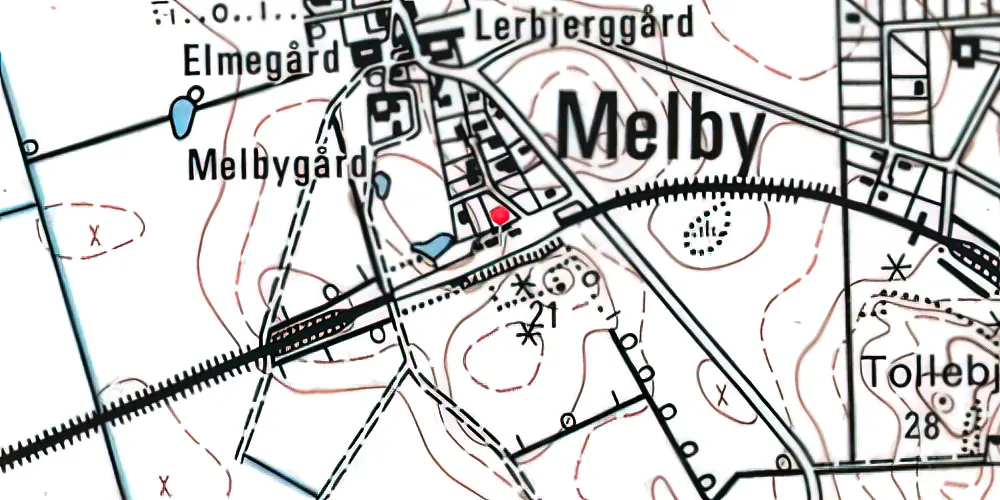 Historisk kort over Melby Station 