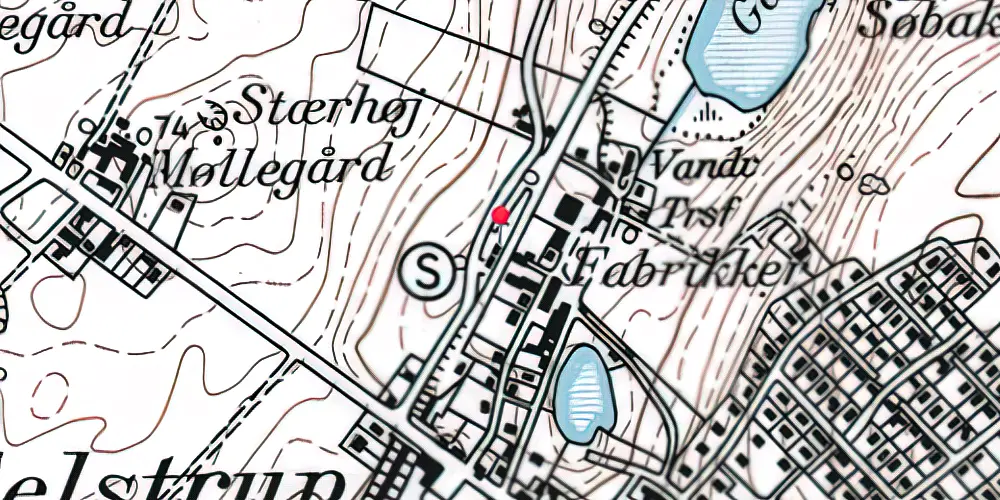Historisk kort over Mundelstrup Trinbræt med Sidespor 