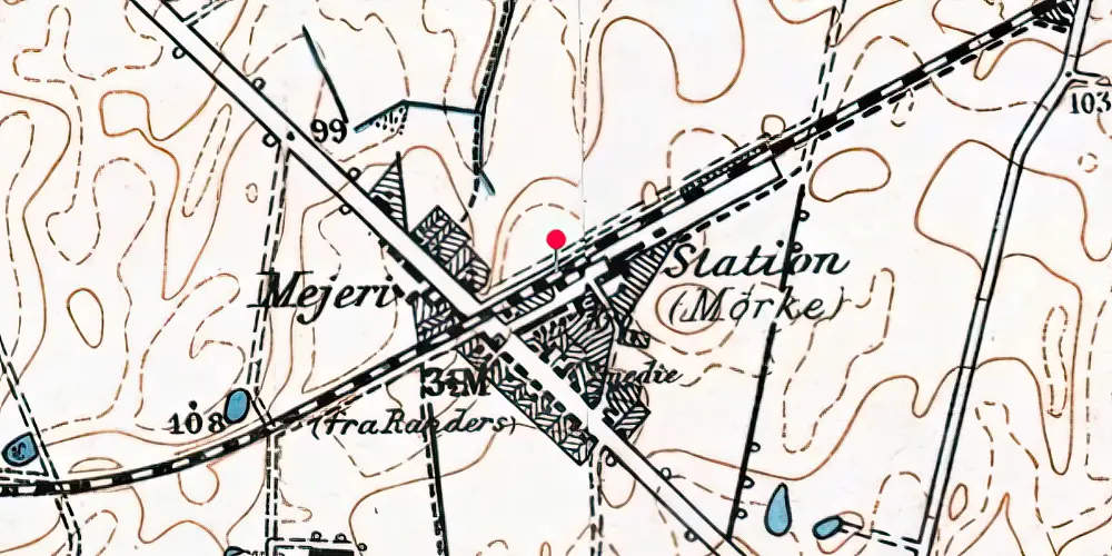 Historisk kort over Mørke Station [1877-2016]