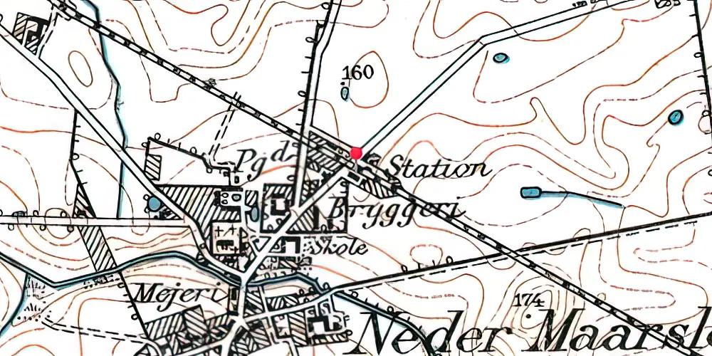 Historisk kort over Mårslet Station [1884-2016]