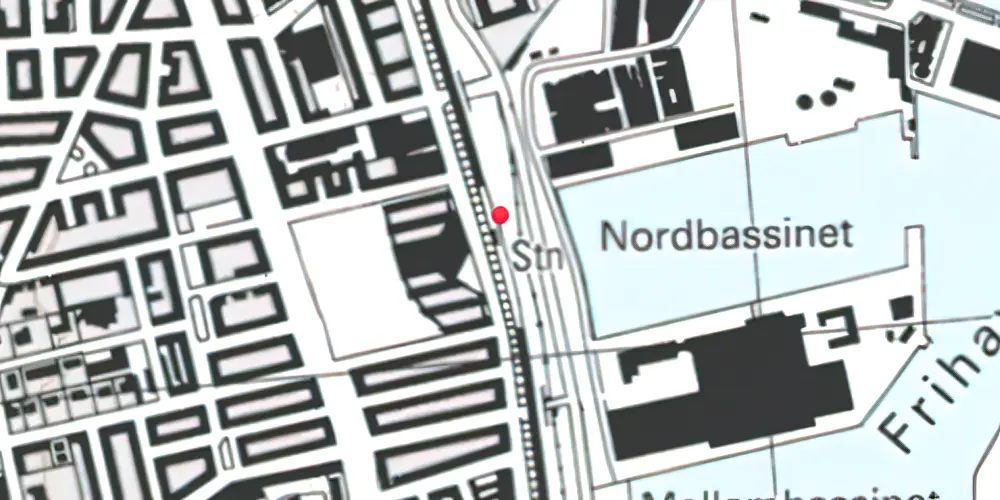 Historisk kort over Nordhavn Trinbræt