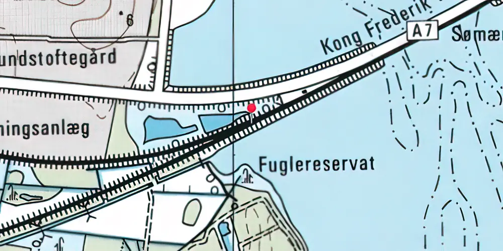 Historisk kort over Nykøbing Falster Vest Teknisk Station