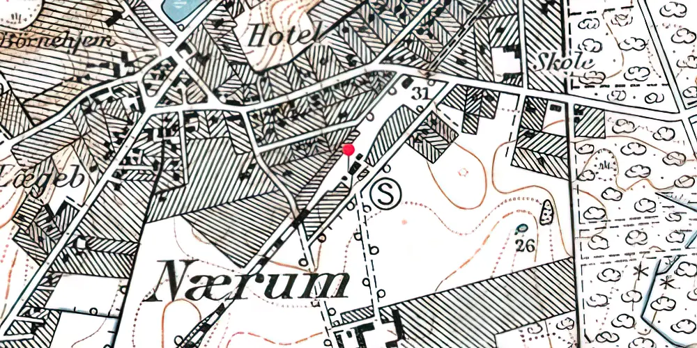 Historisk kort over Nærum Station [1900-1954]