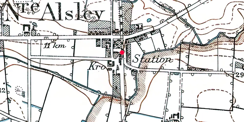 Historisk kort over Nørre Alslev Station