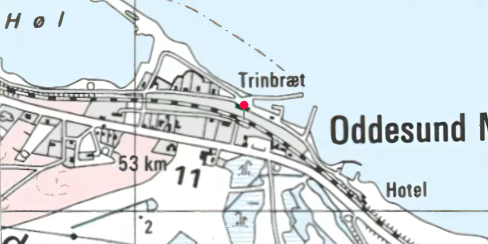 Historisk kort over Oddesund Nord Trinbræt 