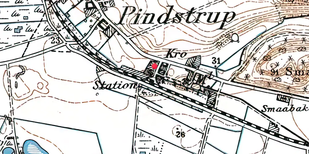 Historisk kort over Pindstrup Station