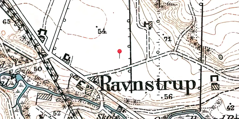 Historisk kort over Ravnstrup Station