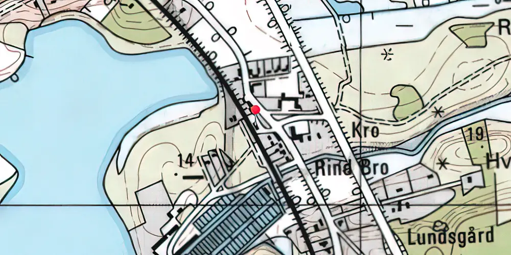Historisk kort over Rindsholm Billetsalgssted 