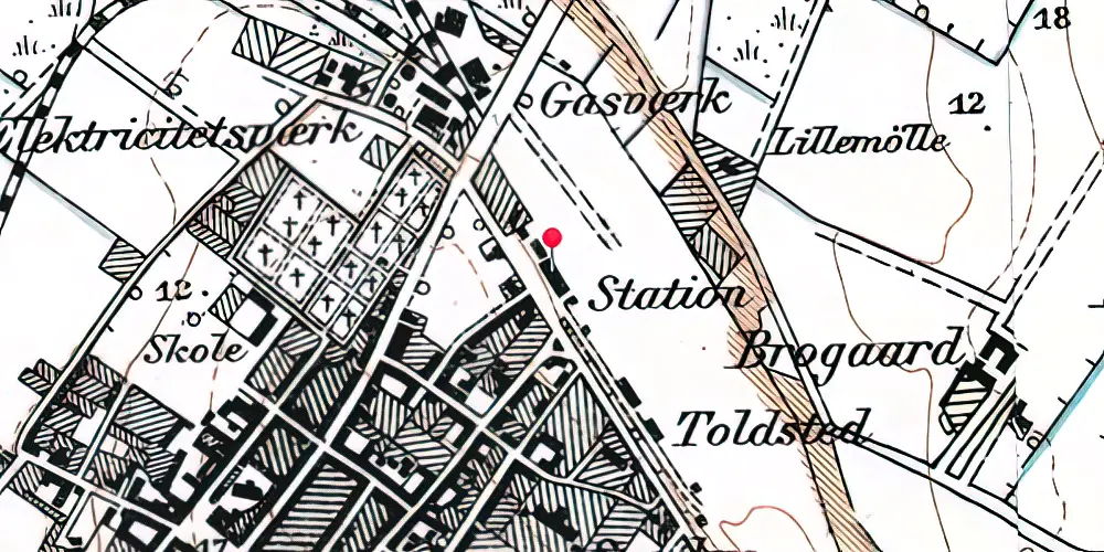 Historisk kort over Ringkøbing Station