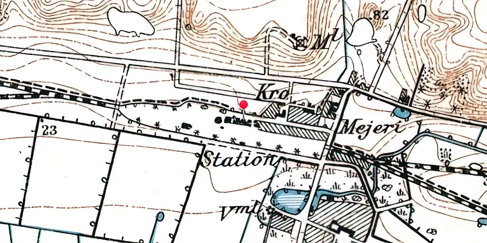 Historisk kort over Ryomgård Station [1876-2016]