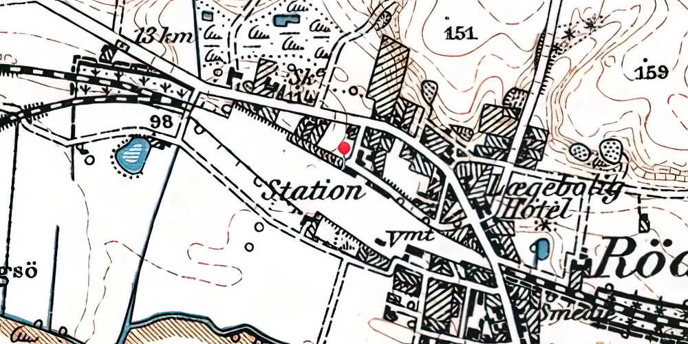 Historisk kort over Rødkærsbro Station