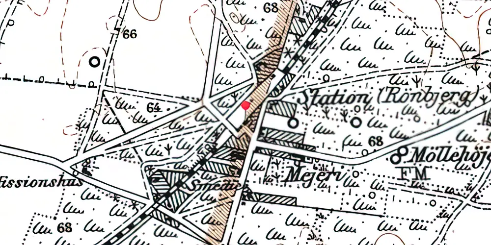 Historisk kort over Rønbjerg Station 