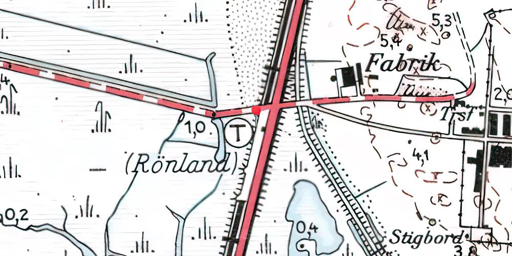 Historisk kort over Rønland Trinbræt