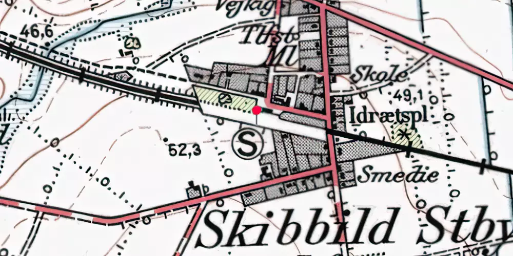 Historisk kort over Skibbild Teknisk Station