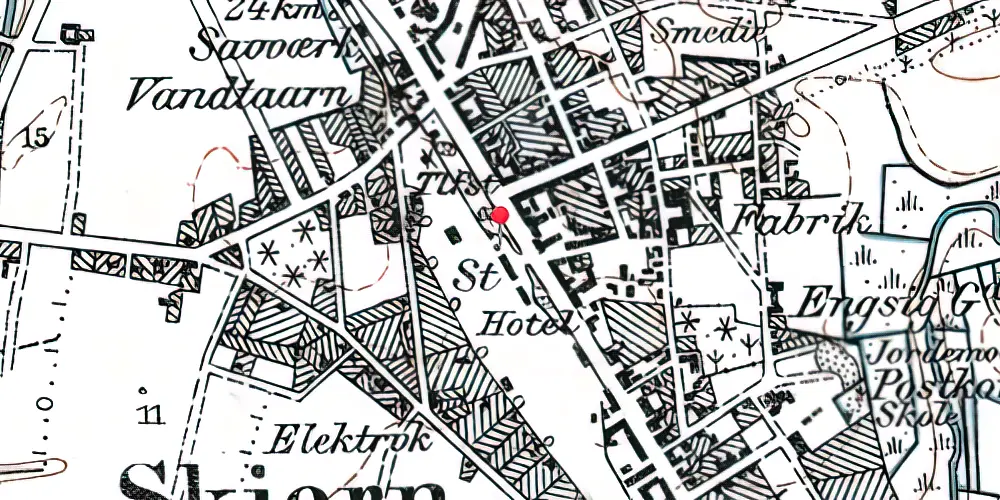 Historisk kort over Skjern Station