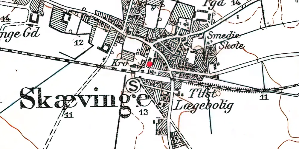 Historisk kort over Skævinge Station