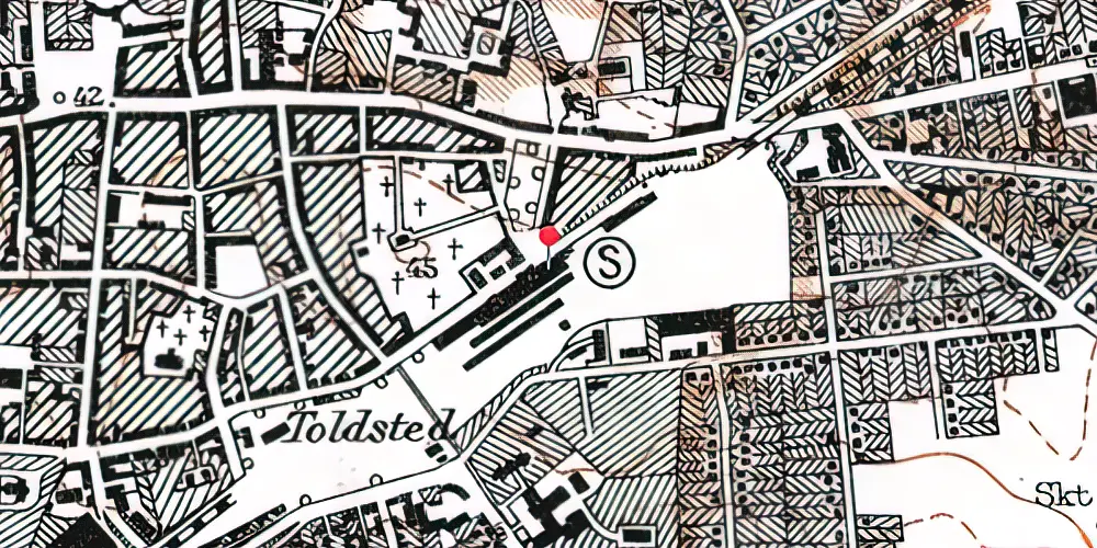 Historisk kort over Roskilde Station 