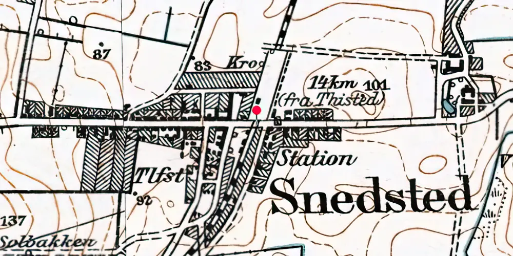 Historisk kort over Snedsted Station