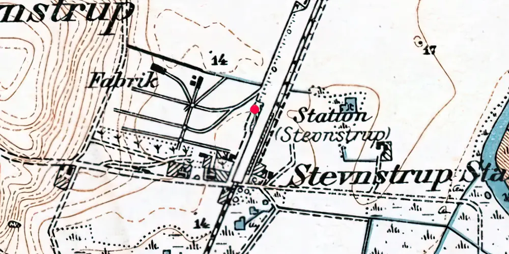 Historisk kort over Stevnstrup Station [1905-1972]