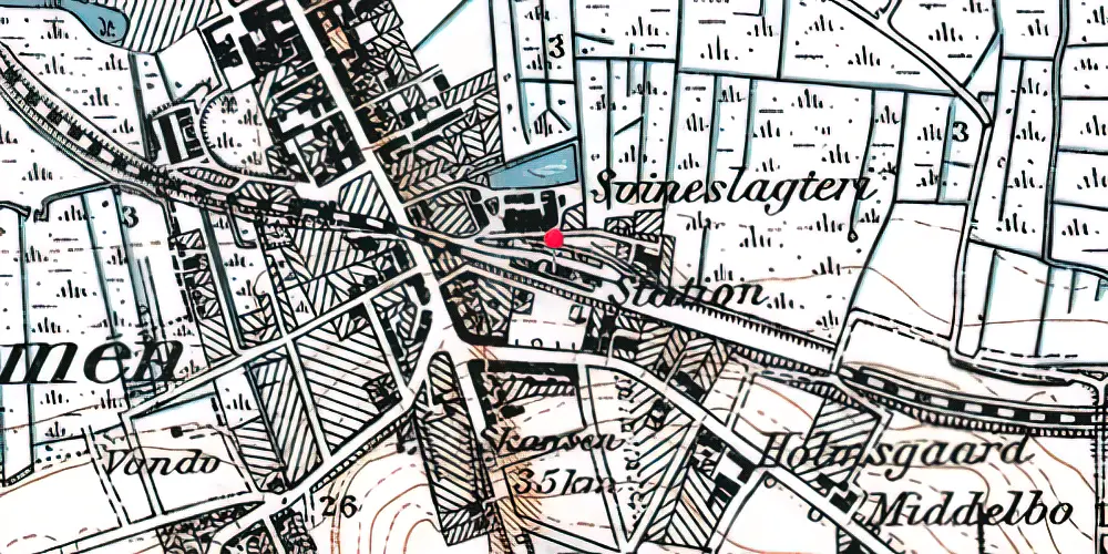 Historisk kort over Strømmen Station [1904-1971]