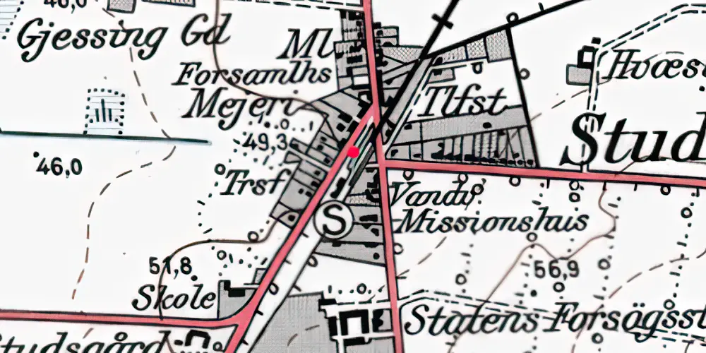 Historisk kort over Studsgård Trinbræt