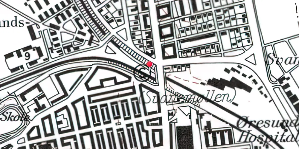 Historisk kort over Svanemøllen Station [1934-1973]