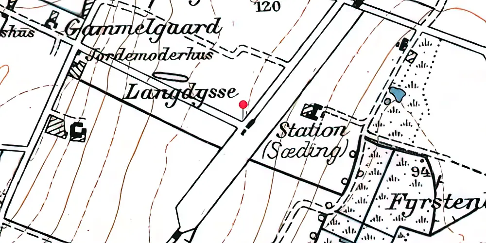 Historisk kort over Sædding Station