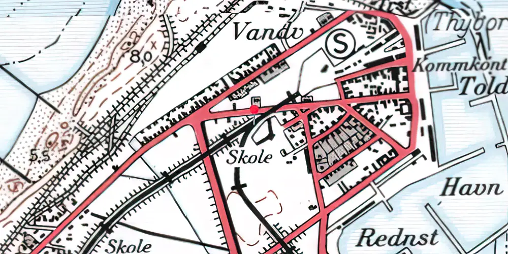 Historisk kort over Thyborøn Havn Trinbræt