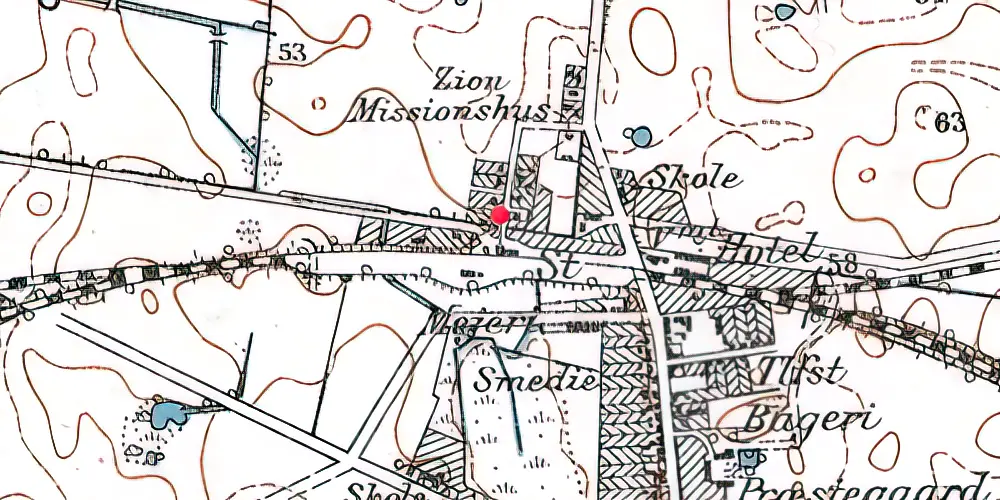 Historisk kort over Hvalsø Station