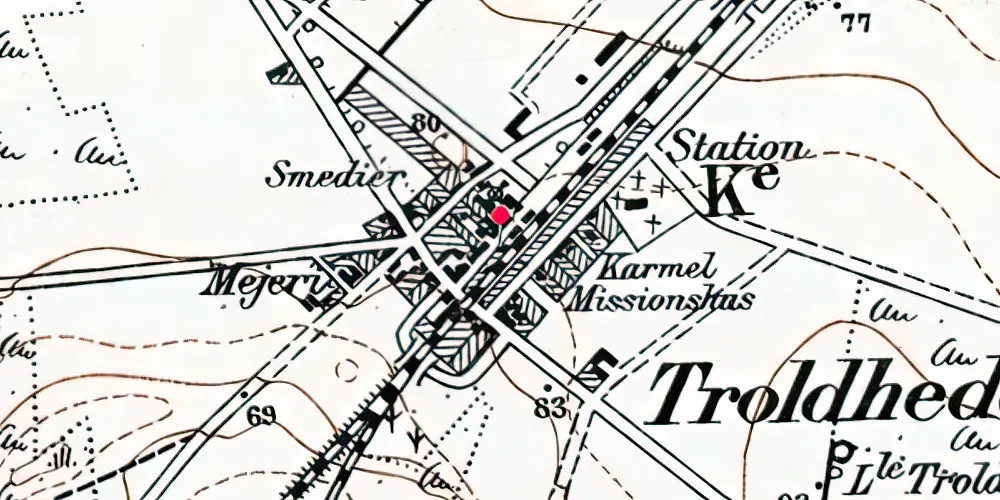 Historisk kort over Troldhede Station
