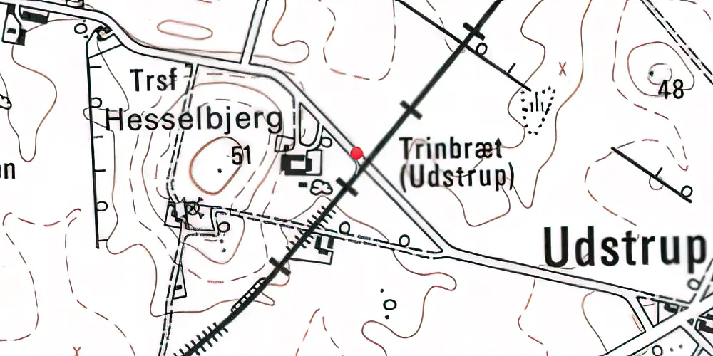 Historisk kort over Udstrup Trinbræt