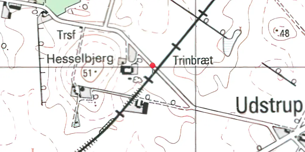 Historisk kort over Udstrup Trinbræt