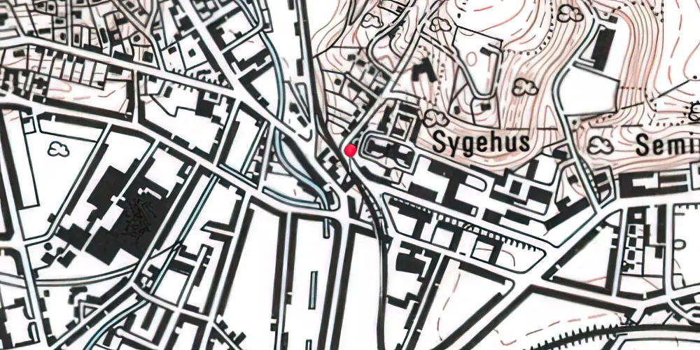 Historisk kort over Vejle Sygehus Trinbræt