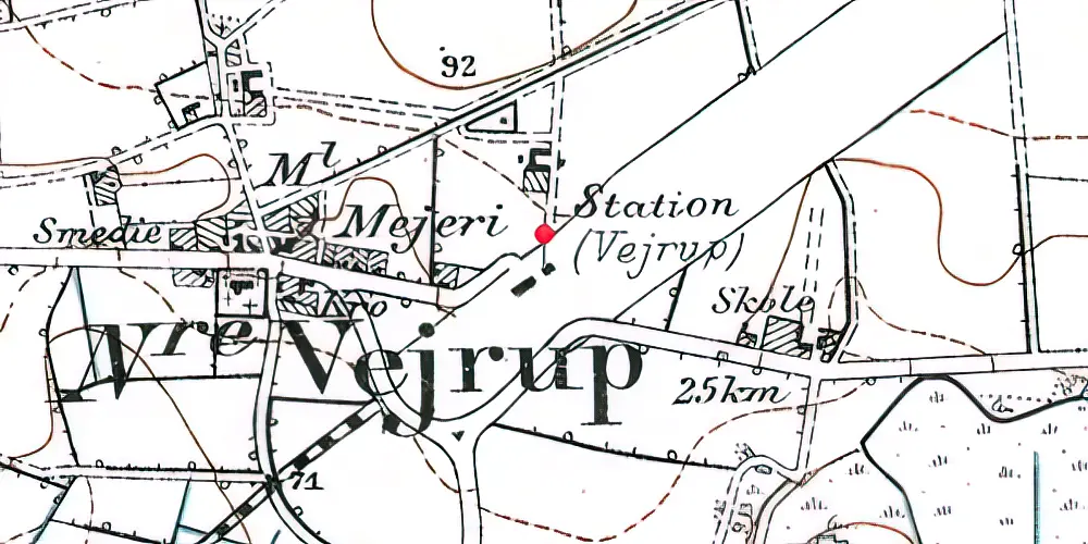 Historisk kort over Vejrup Station