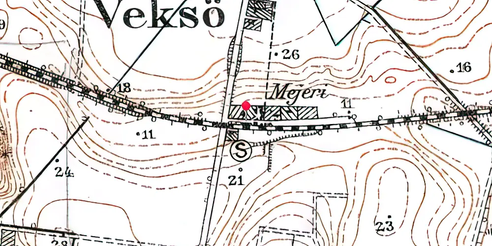 Historisk kort over Veksø Station 
